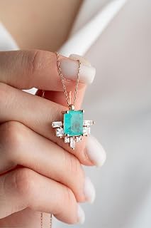 NEREZE 925 Ayar Gümüş Yeşil Zirkon Taşlı Tasarım Kolye