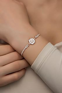 NEREZE 925 Ayar Gümüş Rose Suyolu Çiçek Bileklik