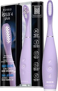 FOREO ISSA 4 Plus Sonik Elektrikli Diş Fırçası – 4'ü 1 Arada Yapay Zekâ Destekli Şarjlı Set, Yumuşak Kıllar, Diş Beyazlatma, Ultra Hijyenik Temizlik - Lavanta