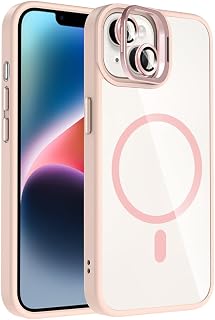 Zore Apple ile uyumlu iPhone 13 Kılıf Standlı ve Kamera Lens Hediyeli M-Safe Şarj Özellikli Zore Etro Kapak Pembe