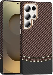 Zore Galaxy ile uyumlu S25 Ultra Kılıf M-safe Şarj Özellikli Karbon Fiber Görünümlü Zore Gros Kapak Gold-Siyah