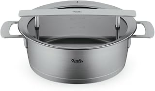 Fissler Phi Collection kızartma tenceresi (24 cm, 3,9 l) cam kapaklı – büyük paslanmaz çelik kızartma tenceresi, indüksiyonlu ocaklara uygun, enerji tasarruflu, bulaşık makinesinde yıkanabilir, üstün