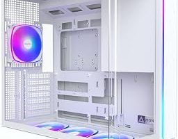 MONTECH King 45 PRO ATX PC Kasası, Kavisli Panoramik Cam, Baca Hava Akışı, 360 mm Radyatör Desteği, Yüksek Performanslı Sistemler için Kompakt Yapı, Fan Hubı ile Önceden Takılmış 4 ARGB PWM Fan, Beyaz — %25 İndirim | Amazon TR Fırsatı