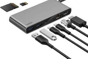 Belkin Connect 8 Portlu USB-C Hub, 4K@60Hz’e kadar çözünürlükleri destekleyen ekran uyumu, Mac, Windows ve Chromebook ile çalışır, 100 W PD, 10 Gbps veri aktarım hızı ve 2,5 Gbps Ethernet – Gri — %20 İndirim | Amazon TR Fırsatı