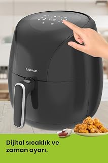 Foodchef Airfryer, 6.4L Dış Hazne, 5L Pişirme Kapasitesi, Dokunmatik Ekran, 8 Ön Ayar Menüsü, 80-200°C Sıcaklık Aralığı, 2000W
