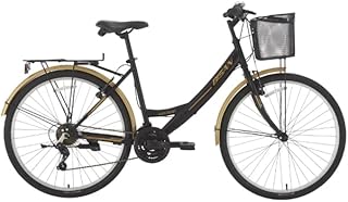Bisan Lotus 26 Jant Şehir Bisikleti 44 Cm Unisex Çelik Kadro V-Fren 21 Vites - Mat Siyah Gold