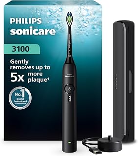 Philips Sonicare 3100 Sonic Şarjlı Diş Fırçası Siyah, 5 Kat Plak Temizliği, Basınç Sensörü, 14 Gün Şarj Ömrü, 3 Hız Ayarı, Seyahat Kabı - HX4033/32