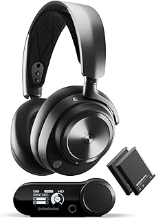 SteelSeries Arctis Nova Pro Wireless ETAIL BOX Multi-Platform Gaming Kulaklık, Hi-Fi Ses Sürücüleri, Aktif Gürültü Giderme - Clearcast Gen2 Mikrofon - PC, PS5, PS4, Switch, Mobil Siyah