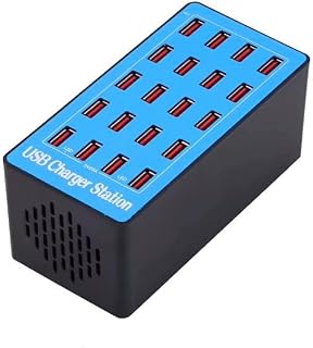 20 Port USB Şarj İstasyonu, 100W, 5V/20A Çıkış, Masaüstü Çoklu Şarj Ünitesi, Aşırı Akım Korumalı
