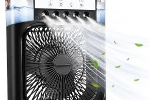 Coverzone Buharlı Hava Soğutucu,Taşınabilir Kablolu Portatif Klima, 600 Ml, Mobil Sulu Klima, 3 Rüzgar Hızı, 3 Sis Modu, Buzlu Vantilatör 5 Sprey Delikli ile Renkli LED Işıklı-26x19x8 Cm, K27 — %20 İndirim | Amazon TR Fırsatı