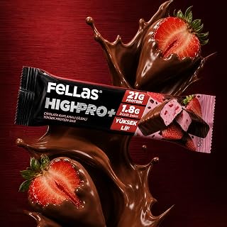 Fellas Çikolata Kaplı HighPro+ Protein Bar - Çilekli (50g)