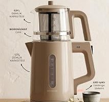 Demzade Isıya Dayanıklı Borosilikat Cam Elektrikli Çay Makinesi Alt 1,7 Lt Üst 0,9 Lt 1850-2200 W Kettle Çaycı Çay Seti,Bej — %26 İndirim | Amazon TR Fırsatı