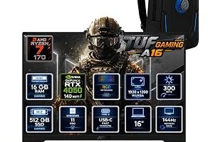 TUF Gaming A16 AMD Ryzen 7 170 16 GB DDR5 512 GB SSD RTX 4050 6 GB 16” WUXGA IPS 144Hz Windows — %37 İndirim | Amazon TR Fırsatı