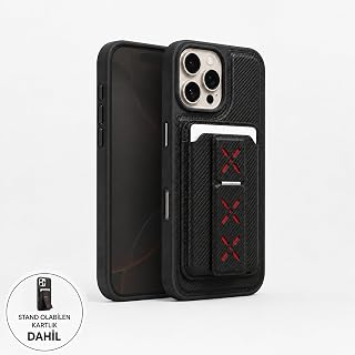 Coverzone iPhone 15 ile uyumlu CarbonVault MagSafe Sert Kılıf + Kartlık