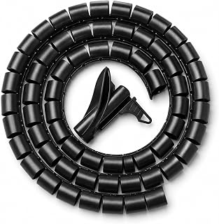 Orret Home 1,5 Metre 25 mm Kablo Koruyucu Spiral Siyah, Kablo Düzenleyici Organizer, Kablo Toplayıcı Sarma Spirali, Esnek Kablo Kanalı ve Kablo Gizleyici Koruma Kılıfı