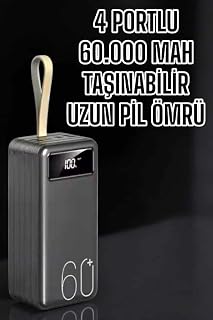 Powerbank 60.000 Mah Hızlı Şarj 4 Çıkışlı Uzun Şarj Süreli Dijital Göstergeli