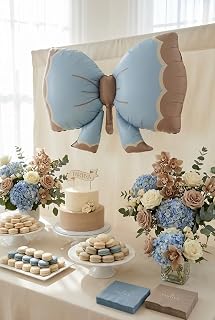Retro Mavi Fiyonk Figürlü Folyo Balon | Doğum Günü Baby Shower Erkek Bebek Temalı Parti Süsleme Dekorasyon Balonu
