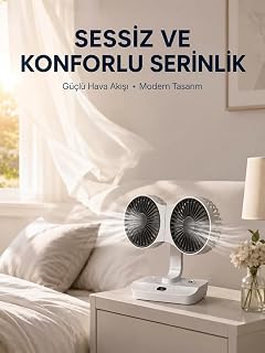 Duvara Monte Edilebilen Çift Başlıklı Sessiz Masa Fanı