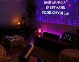 Bluetooth Hoparlörlü Akıllı Projektör Kablosuz Karaoke Mikrofonlu — %34 İndirim | Amazon TR Fırsatı