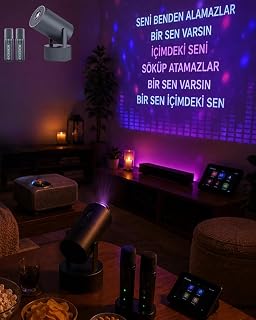 Bluetooth Hoparlörlü Akıllı Projektör Kablosuz Karaoke Mikrofonlu