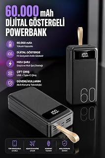 Powerbank 60.000 Mah Hızlı Şarj 4 Çıkışlı Uzun Şarj Süreli Dijital Göstergeli