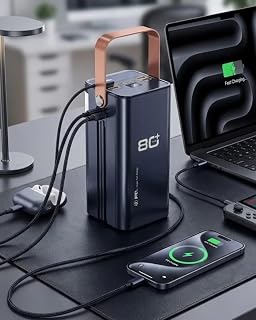 80000 mAh Taşınabilir Powerbank Süper Hızlı Şarj Çoklu Çıkış ve LED Göstergeli