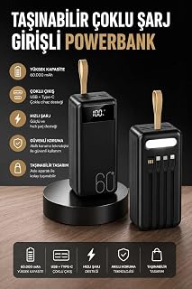 Powerbank 60.000 MAH 4 Portlu Uzun Şarj Süreli Dijital Göstergeli