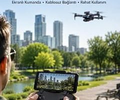 Katlanabilir Çift Kameralı Drone ile Havadan Fotoğraf ve Video Çekimi — %35 İndirim | Amazon TR Fırsatı