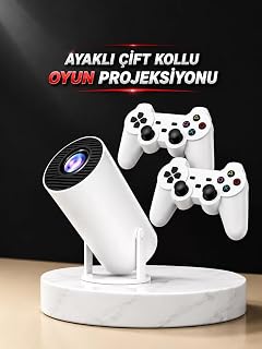 Projeksiyon Cihazı Video Oyun Konsolu Projektör Taşınabilir Ayaklı Çift Kollu 4K Çözünürlüklü