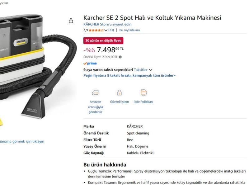 Karcher SE 2 Spot Halı ve Koltuk Yıkama Makinesi