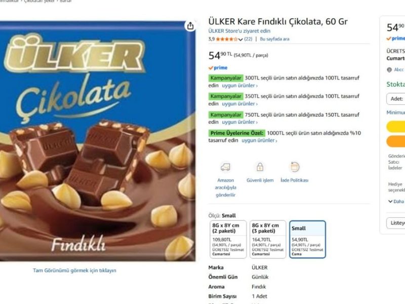 ÜLKER Kare Fındıklı Çikolata, 60 Gr