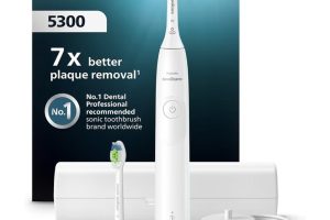 Philips Sonicare 5300 Şarjlı Diş Fırçası, 21 Gün Şarj, 7 kat plak temizliği, Basınç sensörü, 2 mod, Seyahat kabı, 2 başlık, Beyaz, HX7108/03