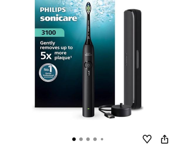 Philips Sonicare 3100 Sonic Şarjlı Diş Fırçası Siyah, 5 Kat Plak Temizliği, Basınç Sensörü, 14 Gün Şarj Ömrü, 3 Hız Ayarı, Seyahat Kabı – HX4033/32