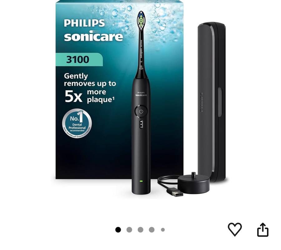 Philips Sonicare 3100 Sonic Şarjlı Diş Fırçası Siyah, 5 Kat Plak Temizliği, Basınç Sensörü, 14 Gün Şarj Ömrü, 3 Hız Ayarı, Seyahat Kabı – HX4033/32