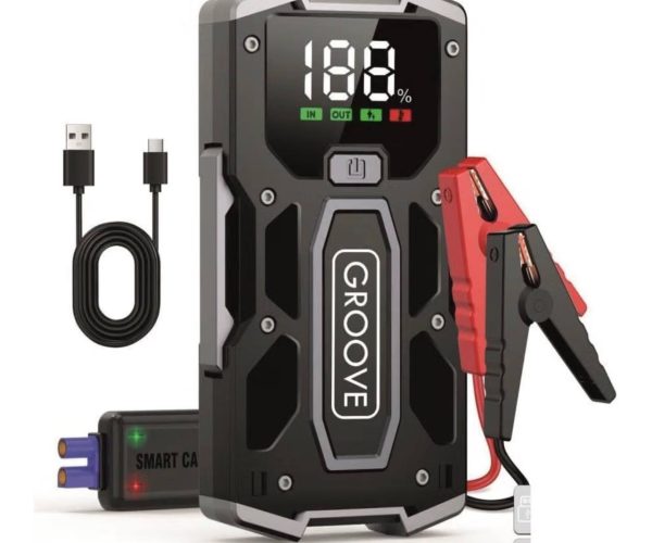 Groove M01 18200Mah 2000A Tepe Akımı Akü Takviye Cihazı Taşınabilir Jump Starter (Powerbank+Led Lamba+Lcd Ekran) Benzinl