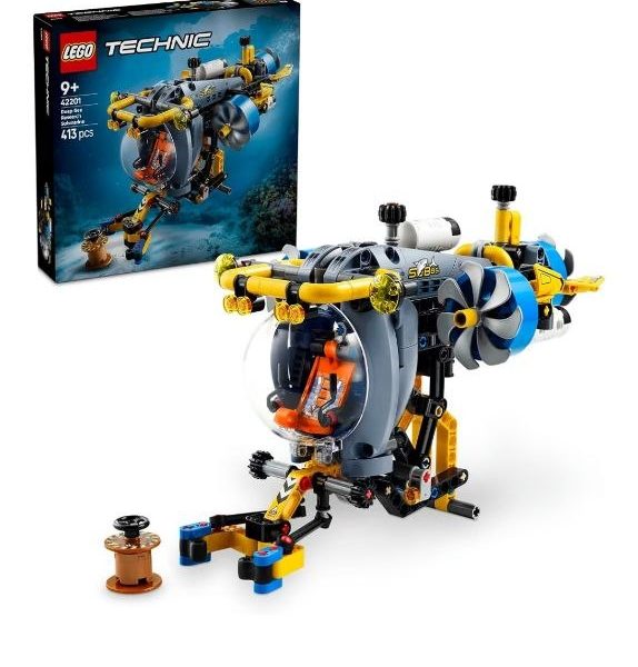 LEGO Technic Derin Deniz Araştırma Denizaltısı 42201 | 9 Yaş ve Üzeri Çocuklar için Dönen Pervaneler ve Hava Tankları İçeren Oyuncak Yapım Seti, Hediye Fikri (413 Parça)