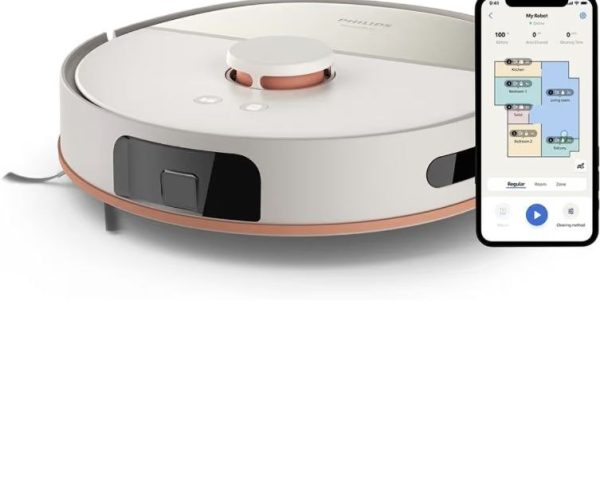 Philips HomeRun 5000 Serisi Robot Elektrikli Süpürge, Çift Döner Mop, Süpürme ve Paspas, 10.000Pa Emiş Gücü, Lazer Çizgi Navigasyon, HomeRun Uygulaması, İpek Beji (XU5000/20)