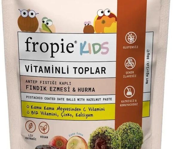 Fropie Kids Vitamin Topları – Antep Fıstığı Kaplı & Fındık Ezmeli 80 gr