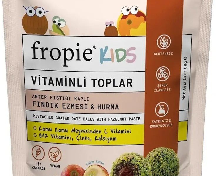 Fropie Kids Vitamin Topları – Antep Fıstığı Kaplı & Fındık Ezmeli 80 gr