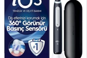 Oral-B i03 Siyah Şarjlı/Elektrikli Diş Fırçası, 1 Fırça Başlığı, Uzun Ömürlü Pil, Seyahat Kabı