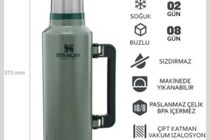 STANLEY Classic Legendary Vakumlu Termos 1.9 Litre – Yeşil (Hammertone Green) | Paslanmaz Çelik