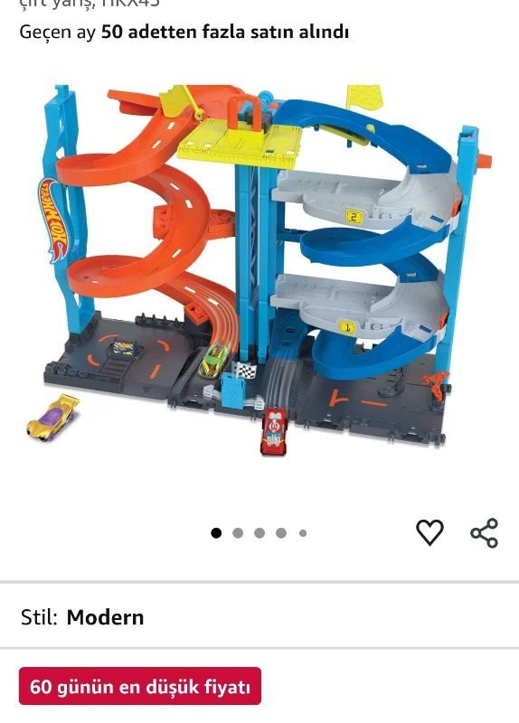 Hot Wheels®️ Heyecanlı Yarış Kulesi | Araç ve parça seti ölçekli 1:64, 2 oyun modu, tek veya çift yarış, HKX43