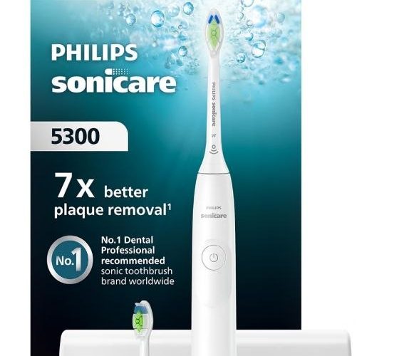Philips Sonicare 5300 Şarjlı Diş Fırçası, 21 Gün Şarj, 7 kat plak temizliği, Basınç sensörü, 2 mod, Seyahat kabı, 2 başlık, Beyaz, HX7108/03