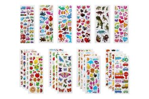 🛍️ Vicloon Çocuklar için 3D Çıkartmalar, 22 Çeşitli Yaprak Kabarık Çıkartmalar, 500+ Çocuk Çıkartmaları Parti Ödüllendirme Hediyeleri Koleksiyon Defteri Hayvanlar Dahil Balık Dinozorlar Numaralar Meyveler Kamyonlar Kelebek ve Daha Fazlası