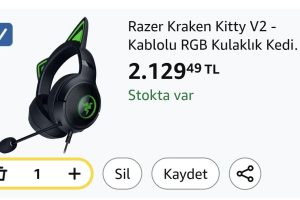 Razer Kraken Kitty V2 – Kablolu RGB Kulaklık Kedi Kulaklı (Reaktif Akış Aydınlatması, Razer HyperClear Mikro, TriForce 40 mm Sürücü, 7.1 Surround Ses) Siyah