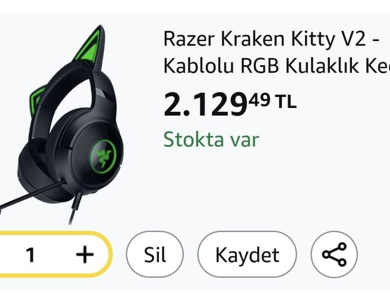 Razer Kraken Kitty V2 – Kablolu RGB Kulaklık Kedi Kulaklı (Reaktif Akış Aydınlatması, Razer HyperClear Mikro, TriForce 40 mm Sürücü, 7.1 Surround Ses) Siyah