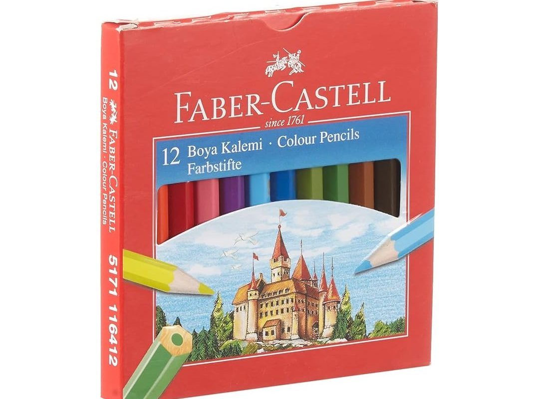 🛍️ Faber Castell Karton Kutu Boya Kalemi, 12 Renk, Yarım Boy, Parlak ve Canlı Renkler, Örtücü Etki, Uç Kırılmasına Karşı Dayanıklılığı Artıran Özel Yapıştırma Sistemi