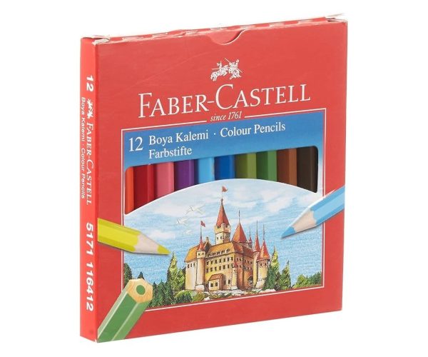 🛍️ Faber Castell Karton Kutu Boya Kalemi, 12 Renk, Yarım Boy, Parlak ve Canlı Renkler, Örtücü Etki, Uç Kırılmasına Karşı Dayanıklılığı Artıran Özel Yapıştırma Sistemi