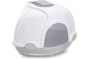 🛍️ Imac Gınger Kapalı Köşe Kedi Tuvaleti Gri/beyaz 52x52x44,5cm