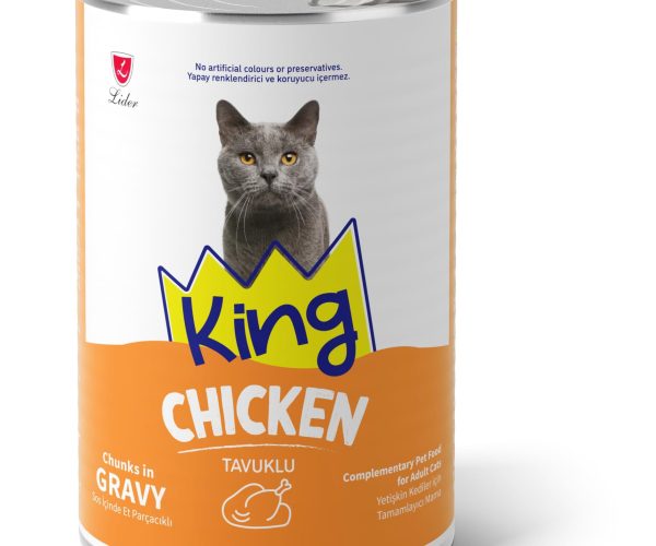 🚨 King Sos İçinde Et Parçacıklı Tavuklu Yetişkin Kedi Konserve Maması 400g